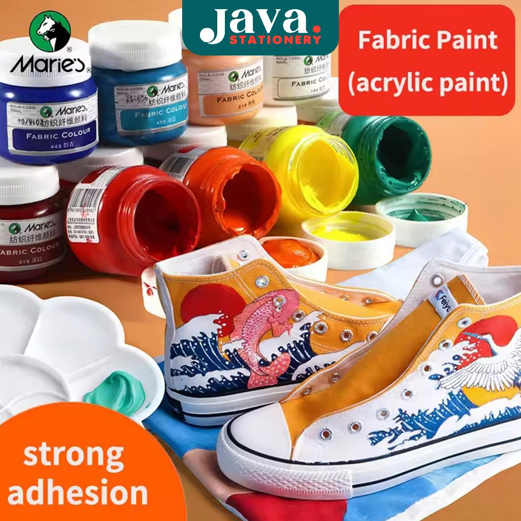 Maries Fabric Paint 50ml A-1050 Cat Kain untuk Baju, Sepatu, Topi & Kanvas | Warna Cerah & Permanen