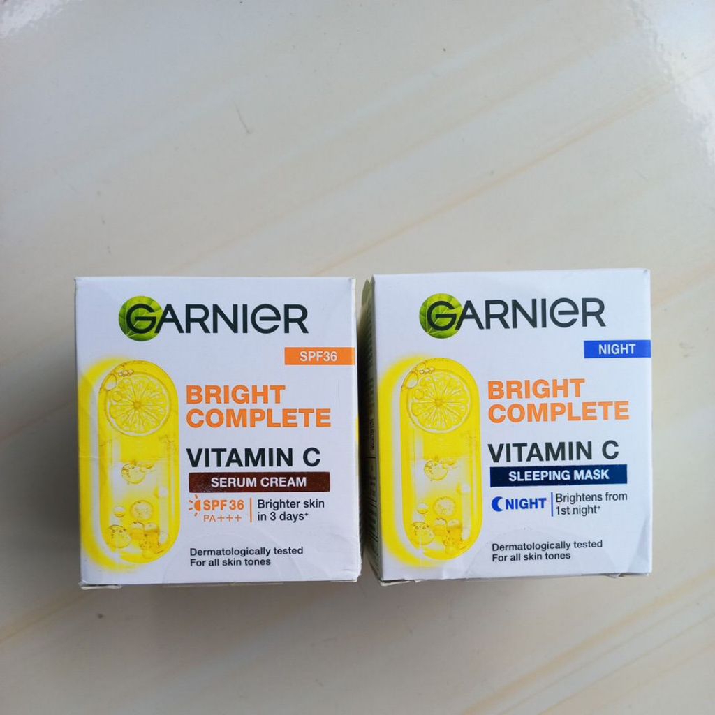 Paket garnier bright complete  krim siang dan krim malam 50ml
