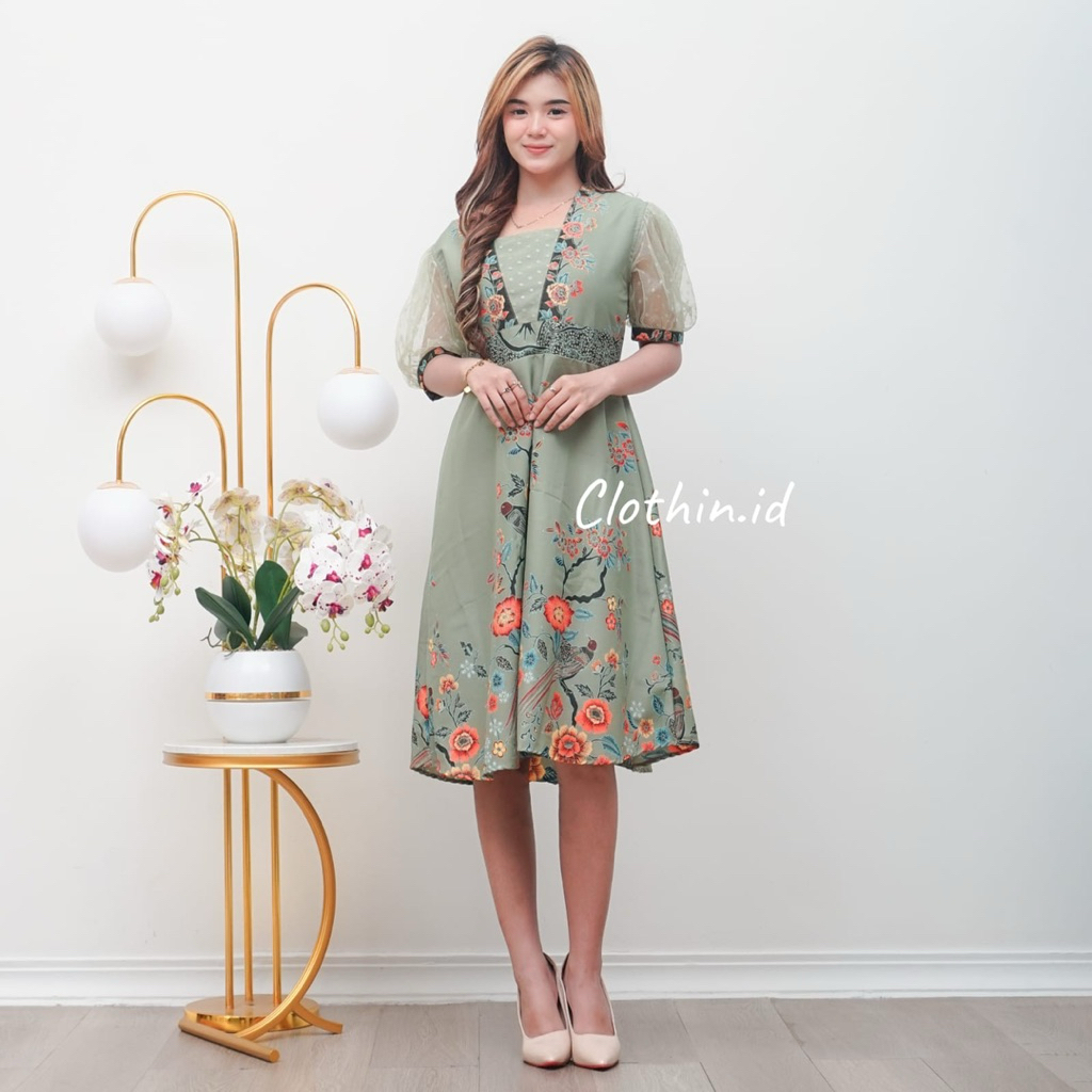 Dress lorin - Dress batik modern - Dress batik pesta - Dress batik wisuda