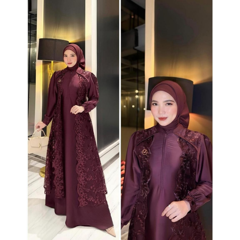 Lily dress kondangan gamis brukat terbaru gaun pesta wanita muslim dres mewah elegann