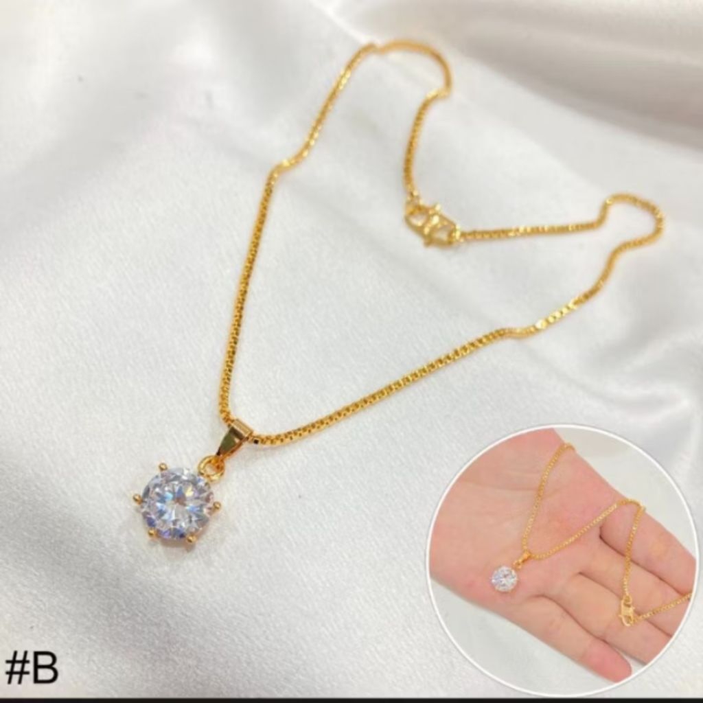 Kalung titanium wanita kekinian anti karat|kalung titanium model permata