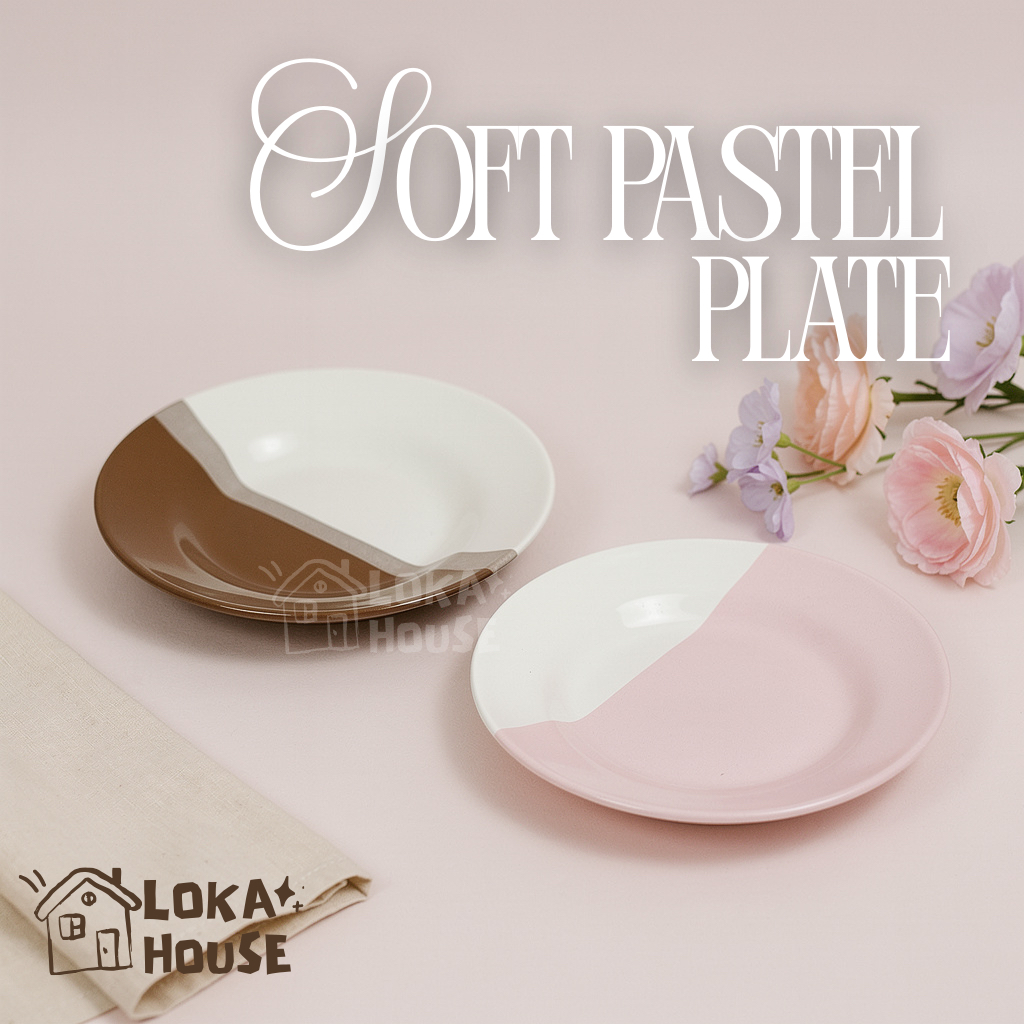 Loka House | [1 PCS] Soft Pastel Plate – Piring Kedaung  Kaibon 8 Inch Piring Makan Keramik – Per Pc