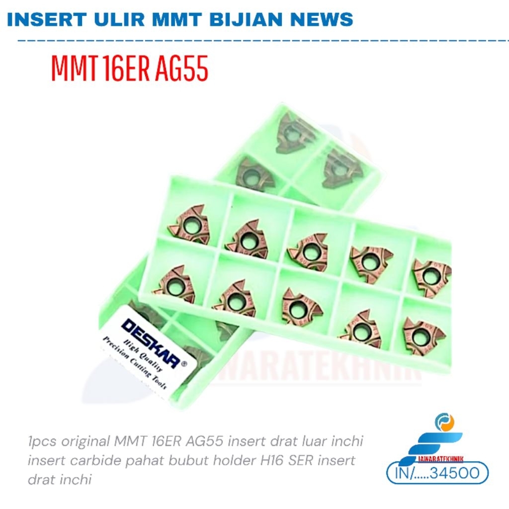 Insert Ulir MMT 16ER AG55 – Insert Drat Luar Inchi Karbida untuk Pahat Bubut bijian