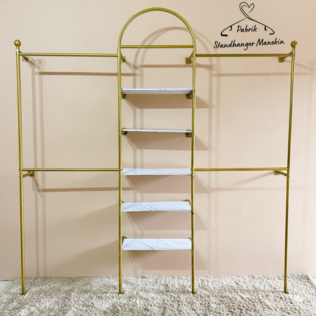 Besi Dinding 2 Susun Serbaguna Murah 200 x 260cm | StandHanger Busur Dinding Ambalan Multifungsi |  