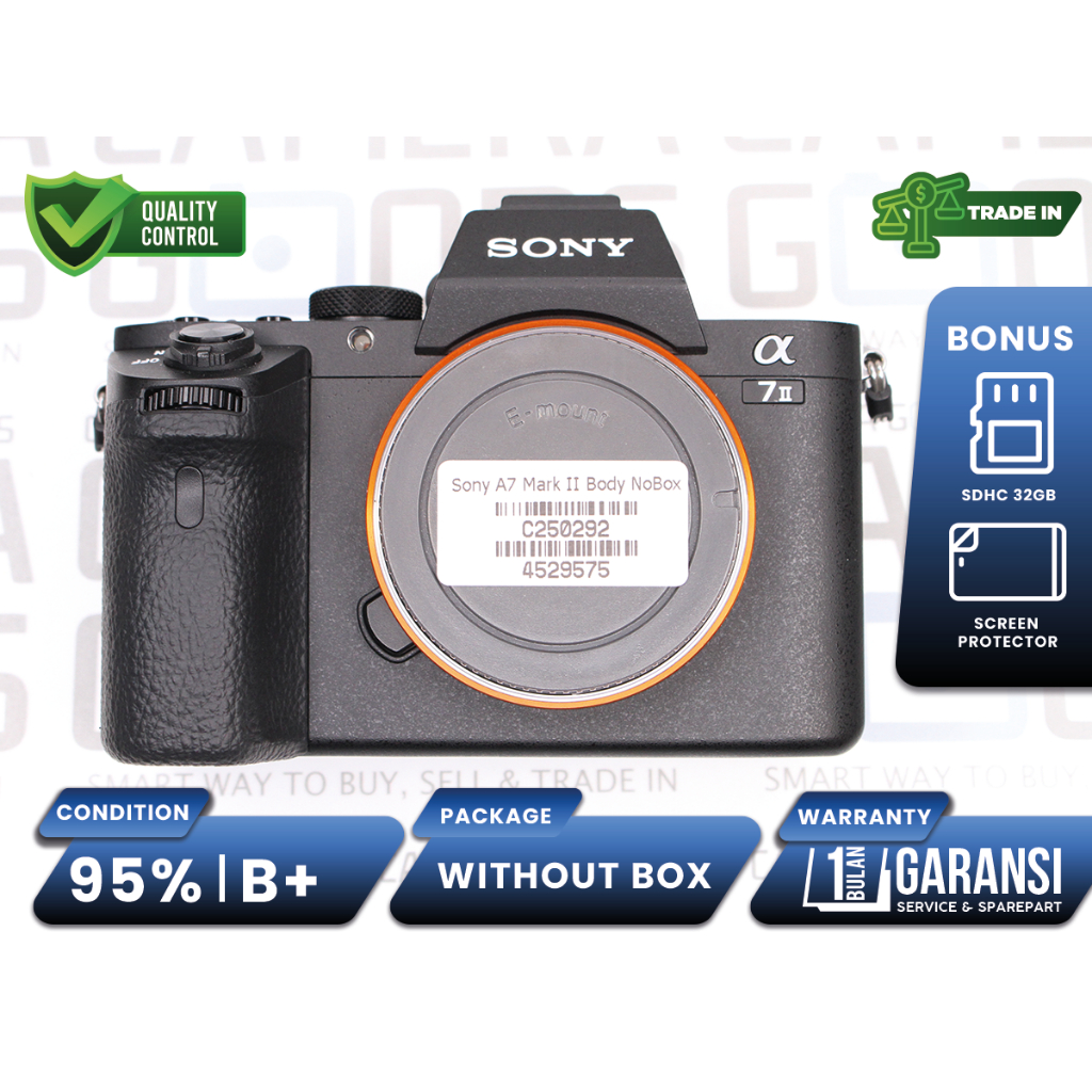 Kamera Sony A7 Mark II Mirrorless Full Frame Body Only Second Bekas Grade B+ / Alpha A7II - C250292