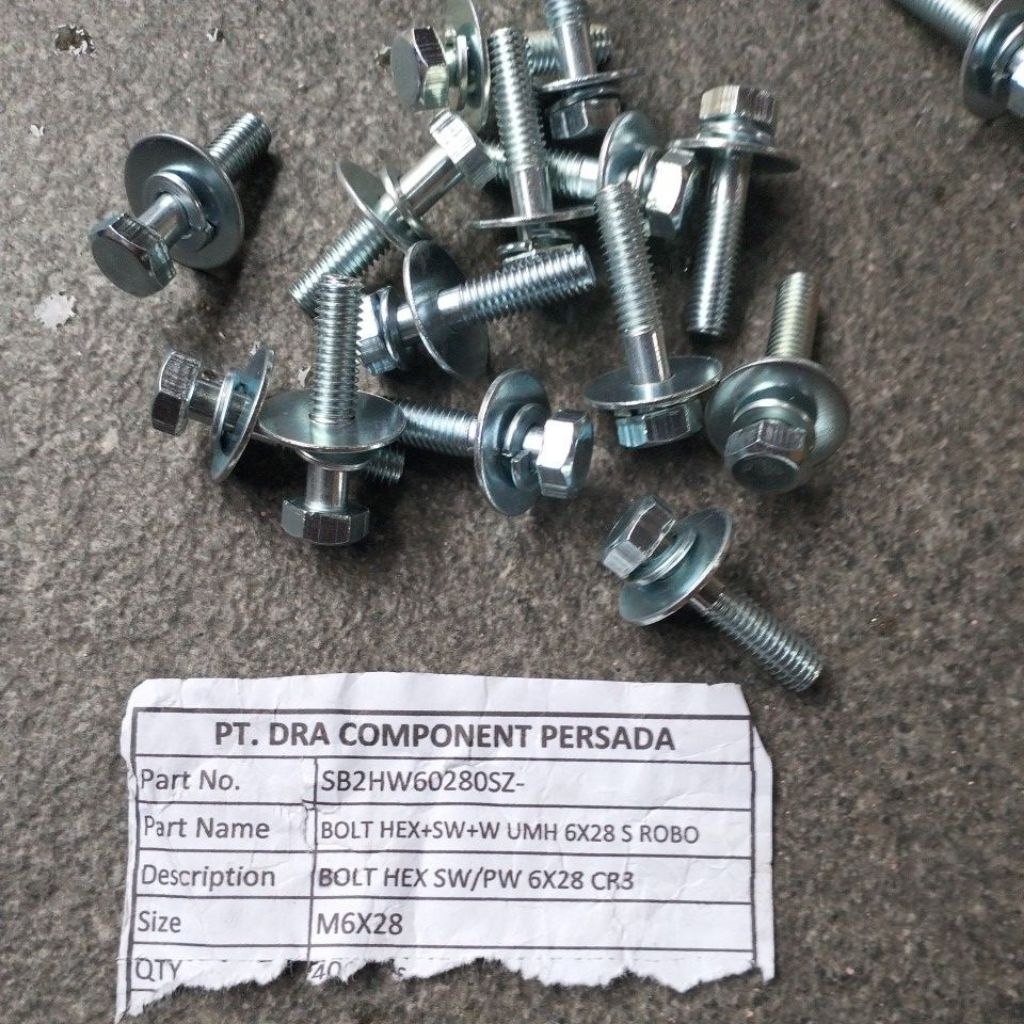 Baut baud m6x28mm.baut kunci 10panjang 2,8cm