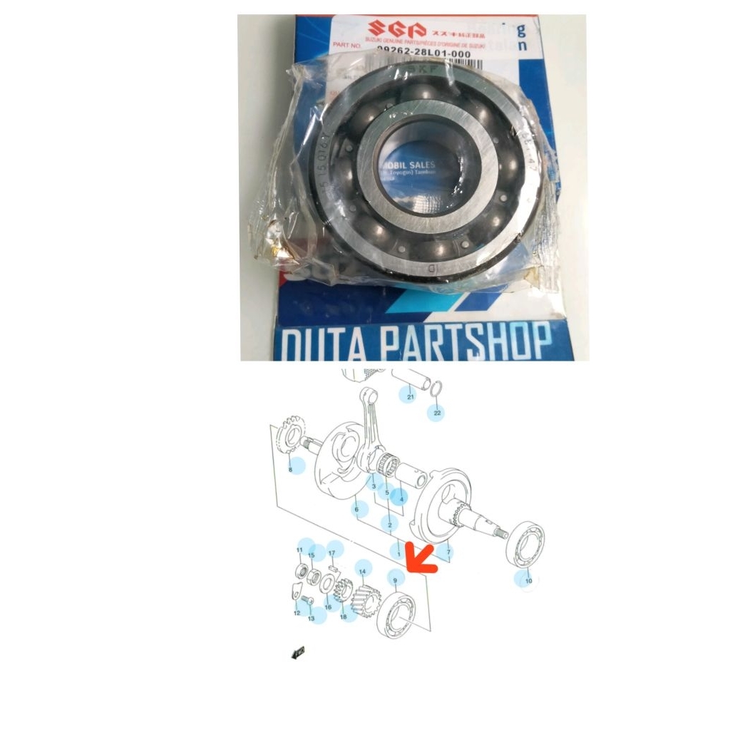 Bering kruk as kiri satria Fu 150 karbu 28L01 original Suzuki SGP