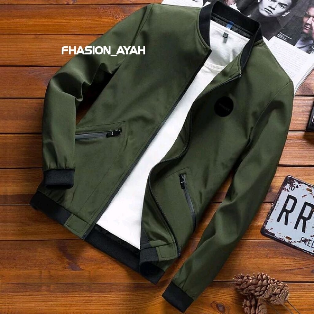 Jacket bomber polos pria