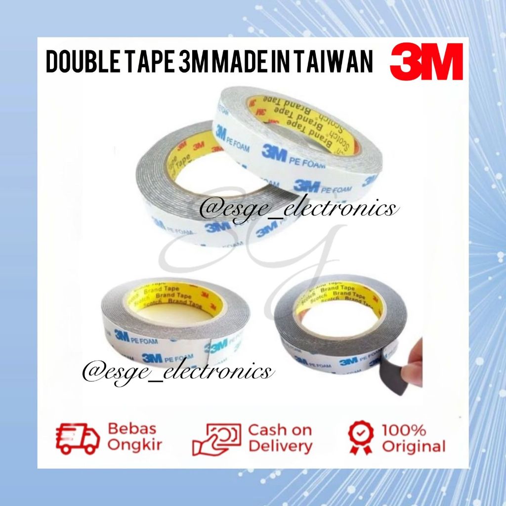 ORIGINAL DOUBLE TAPE 3M PE FOAM MADE IN TAIWAN SOLASI BB BUSA LEM BOLAK LEM DOUBLE TAPE 3M PUTIH