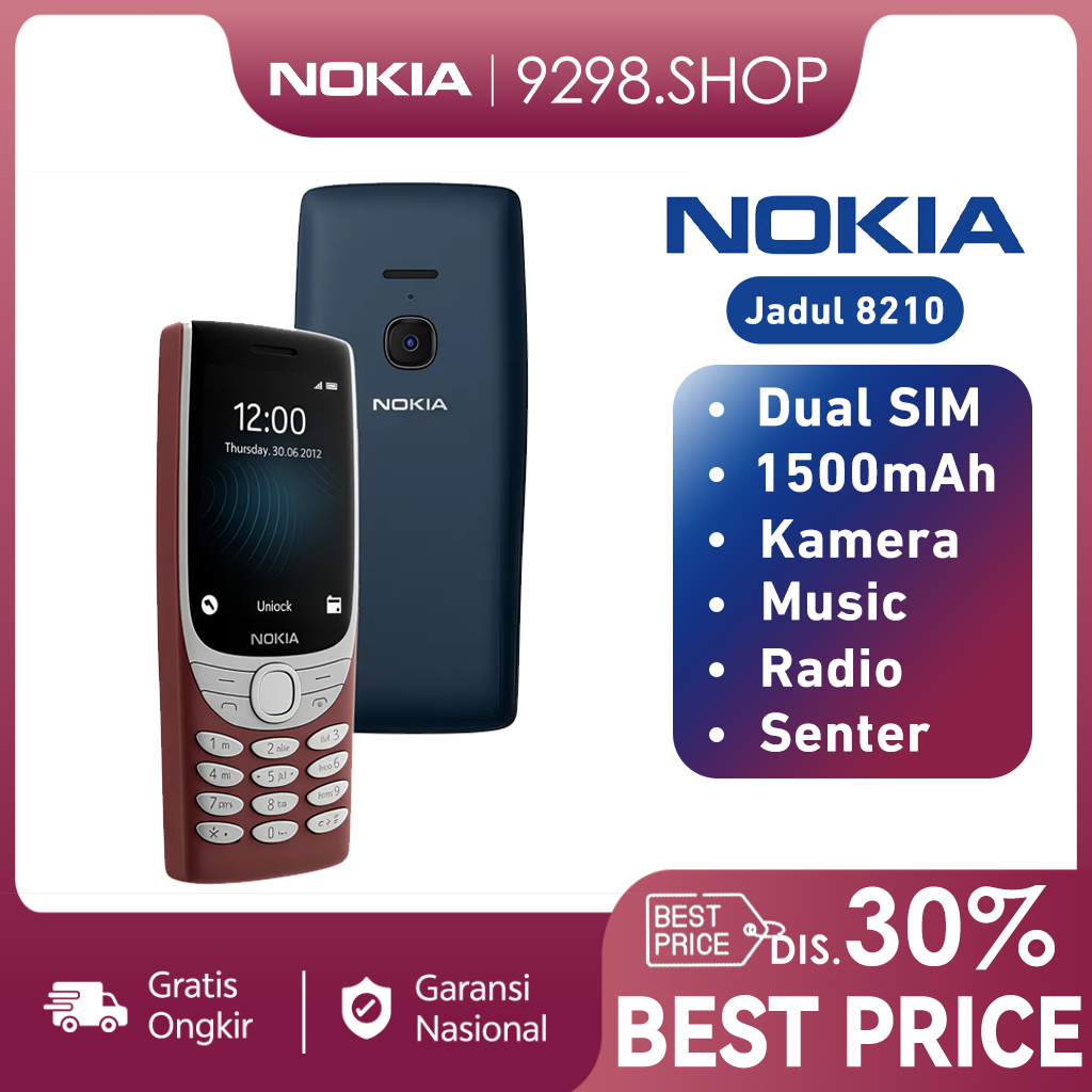 Hp Nokia Jadul 8210 4G Mobile Memory 48Ram Screen Size 2.8