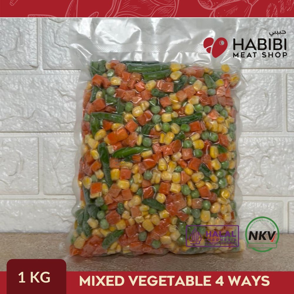 MIX VEGETABLE SAYURAN BEKU 4 WAYS (Wortel, Jagung, Buncis dan Kacang Polong) 1kg
