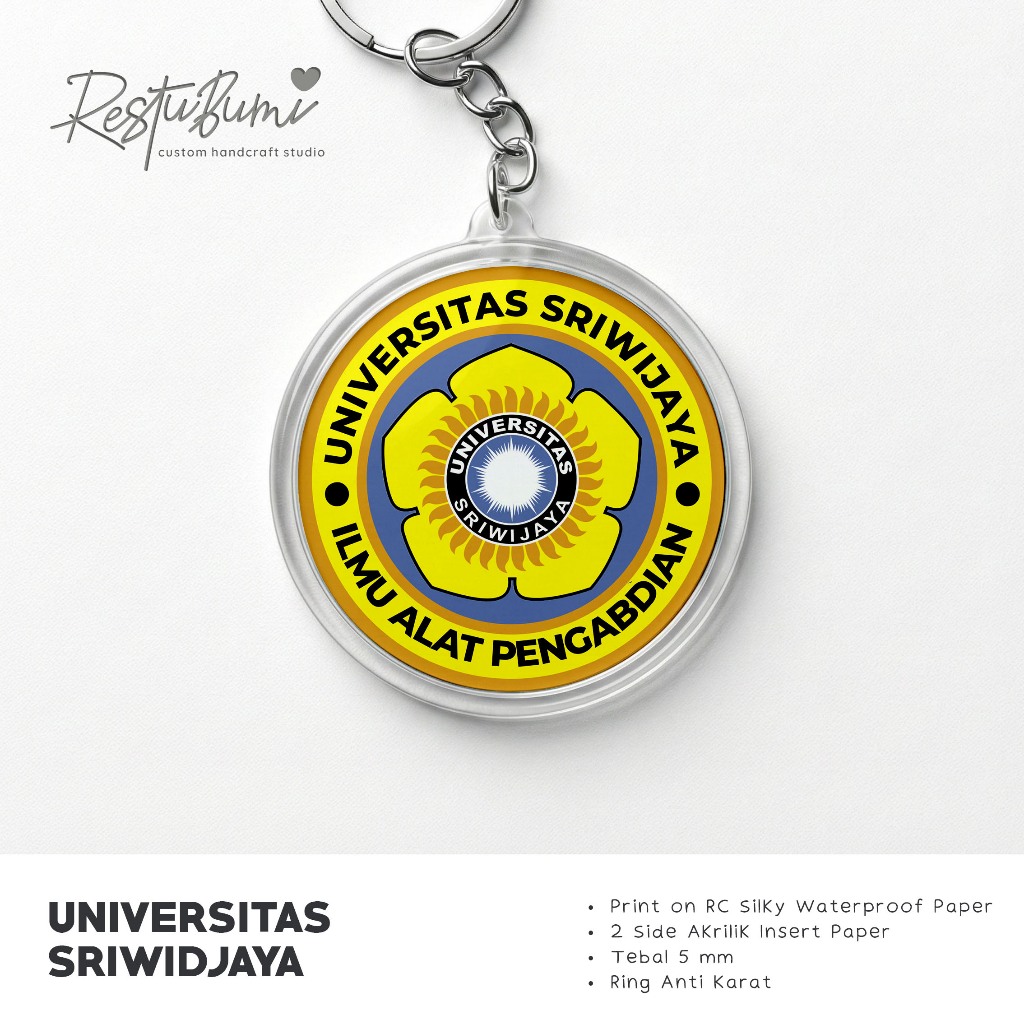 Gantungan Kunci Akrilik UNSRI Universitas Sriwijaya 2 Sisi