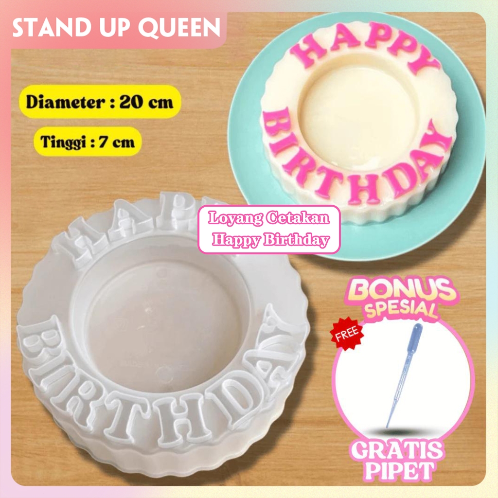 [COD]Loyang Agar Ulang Tahun Plastik 20cm Cetakan Puding Happy Birthday Cetakan Puding Selamat Ulang