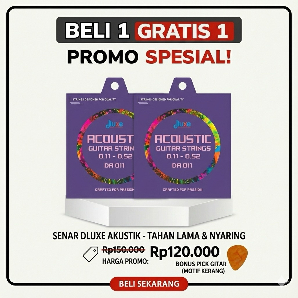 [BELI 1 GRATIS 1] Senar Gitar Akustik Dluxe DA011 0.11 Original - Hex Core Anti Karat Bonus Pick