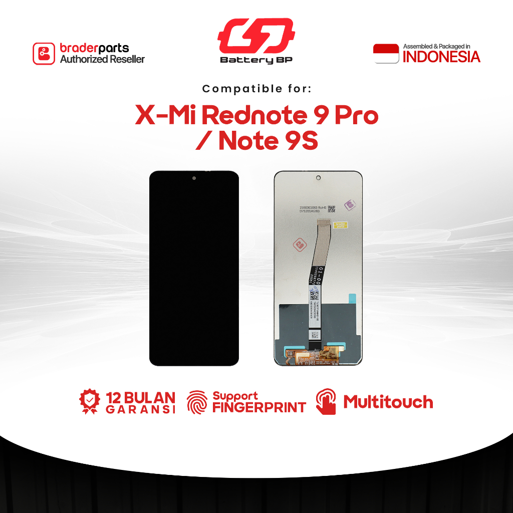 Battery Bp BraderParts Layar Lcd Touch For Xiaomi Redmi Note 9 Pro / Note 9S