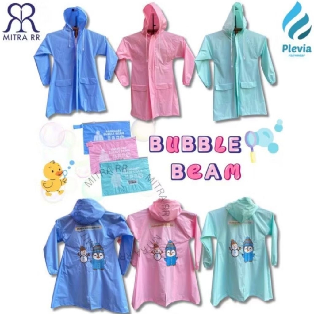 Jas Hujan Untuk Anak TK/Jas Hujan Lengan/Raincoat Bubble Beam Plevia/Jas Hujan Anak
