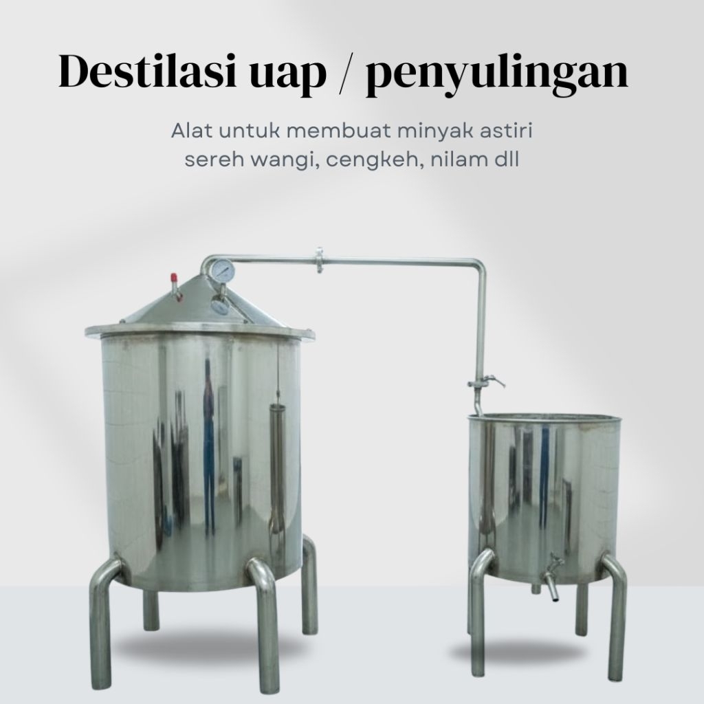 Alat penyulingan sekala kecil masuk bahan baku 10 kg basah air 115liter