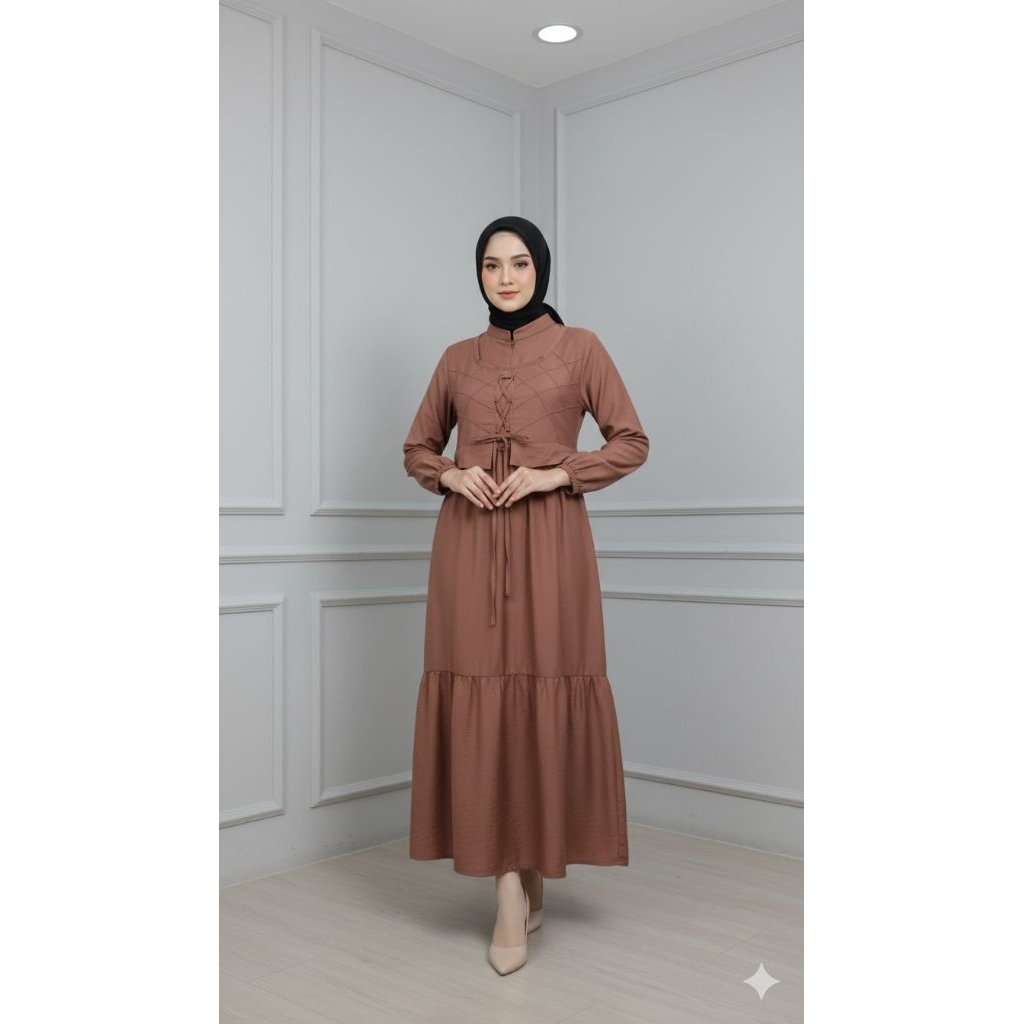 OutfitbyMeta Fatin midi dress polin premium dress daily nyaman adem