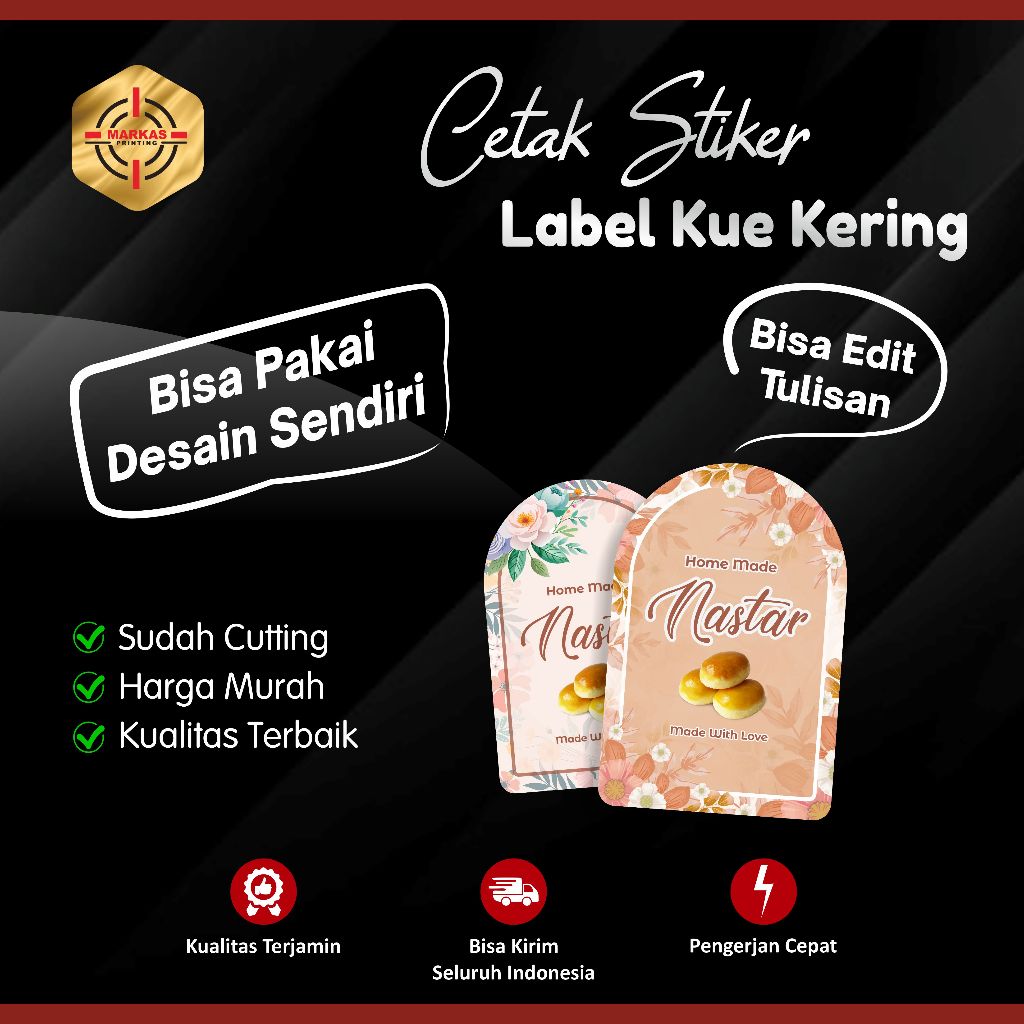 Stiker Kue Kering Custom Nama Kue | Stiker Custom untuk Kue Kering
