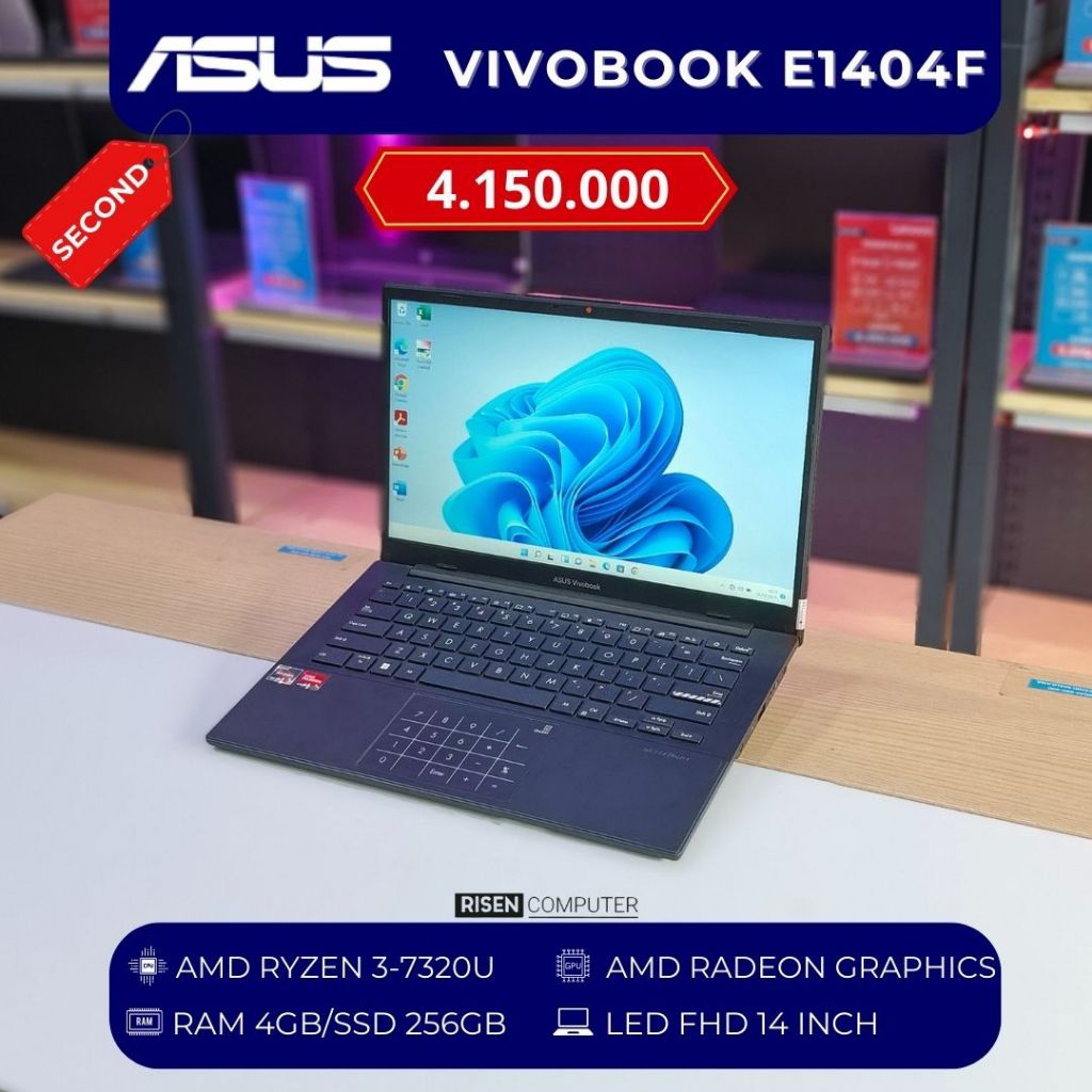 ASUS VIVOBOOK E1404F AMD RYZEN 3 7320U RAM 4GB SSD 256GB FHD 14nch Notebook Second Bekas Laptop