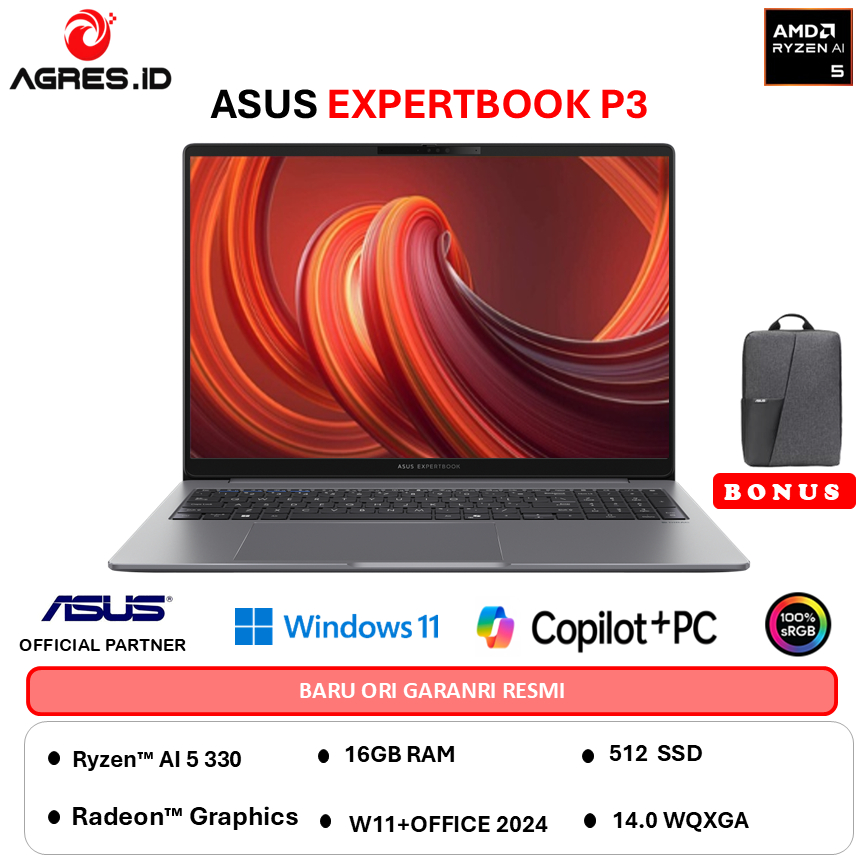 ASUS EXPERTBOOK P3 PM3406CKA RYZEN AI 5 330 - RAM 16GB 512GB W11+OHS 14.0WQXGA -NZ5150WS
