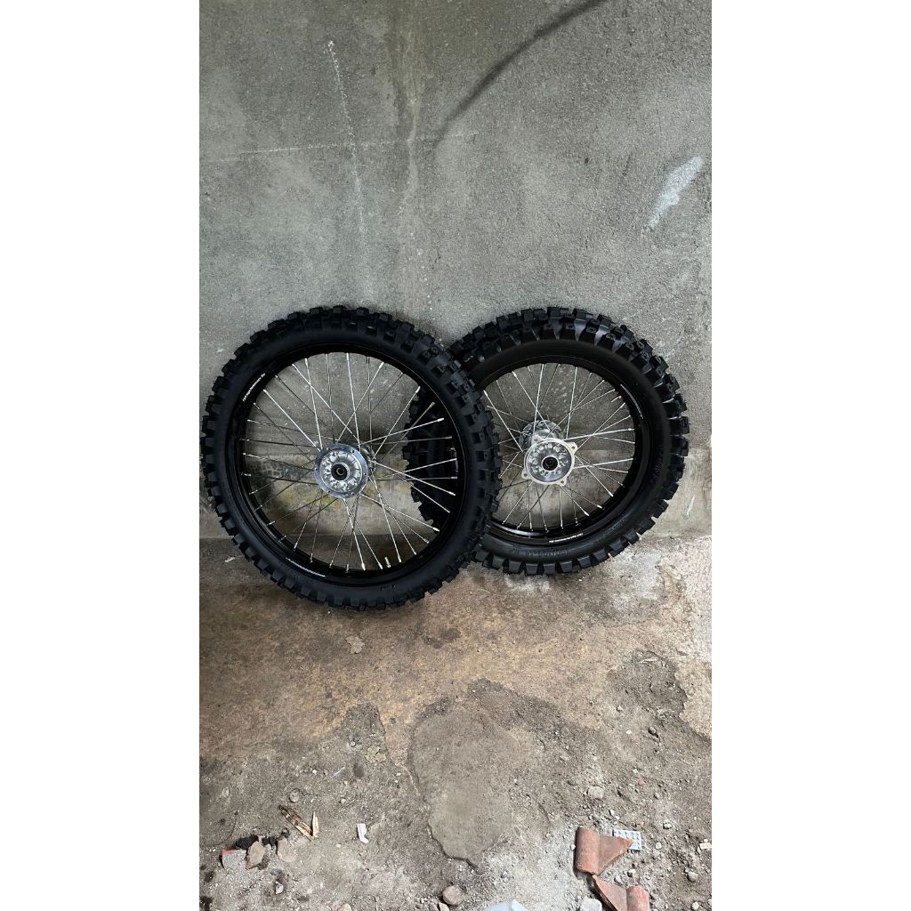 Paket Roda Set KLX Trabas Ring 18/21 Tromol Supercopy Velg TDR Ban Primax Godzilla PNP D-Tracker 150