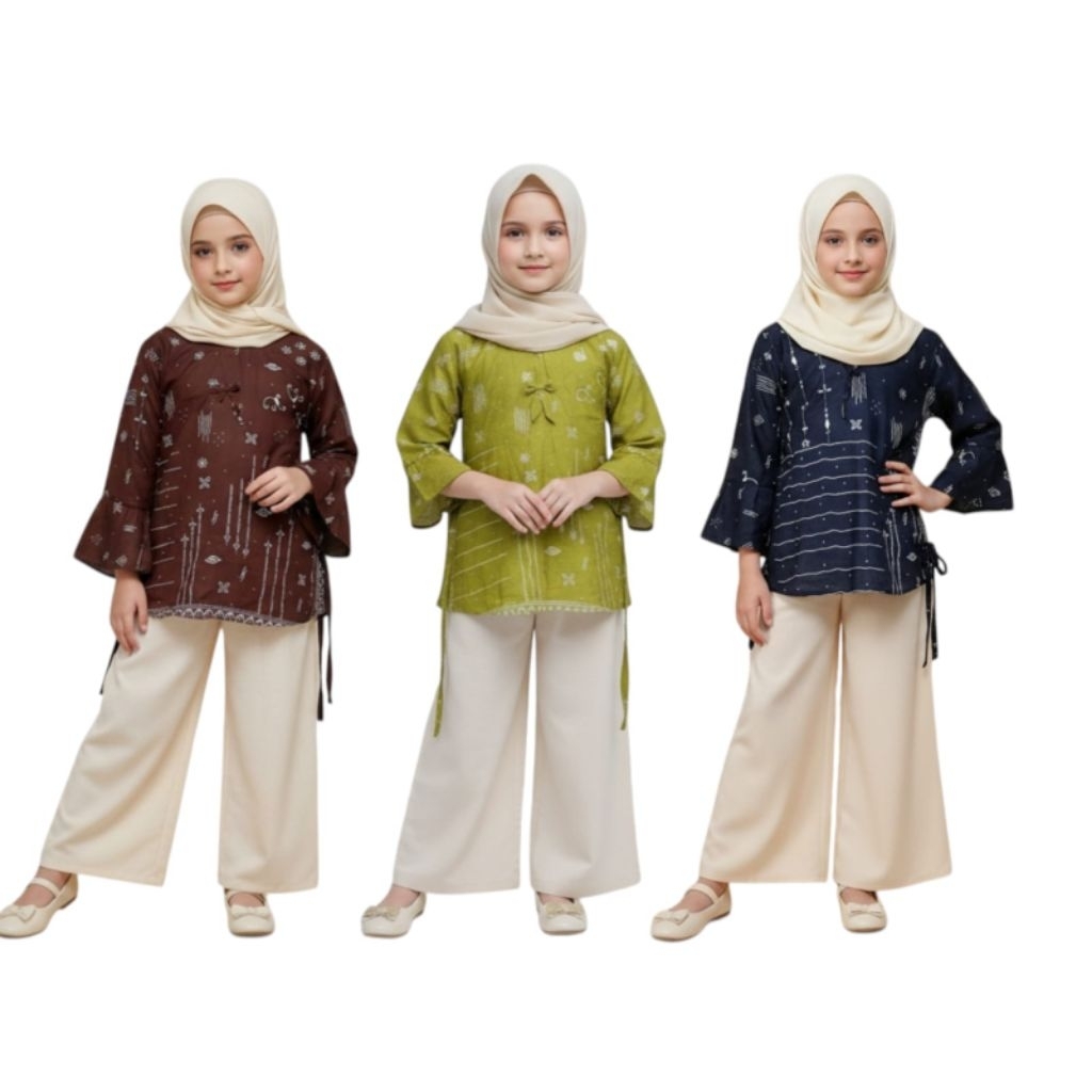 blus batik anak perempuan 2-11 tahun,baju atasan batik anak perempuan terbaru,baju seragam batik ana