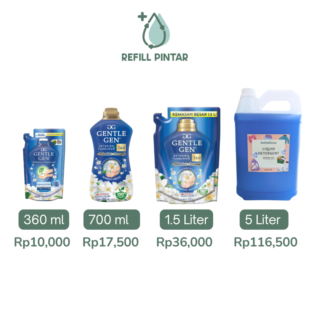 (BISA SAMEDAY/INSTAN) Liquid Detergent Deterjen Cair Gentle Gen 1.5L Pouch Grosir Dus Karton