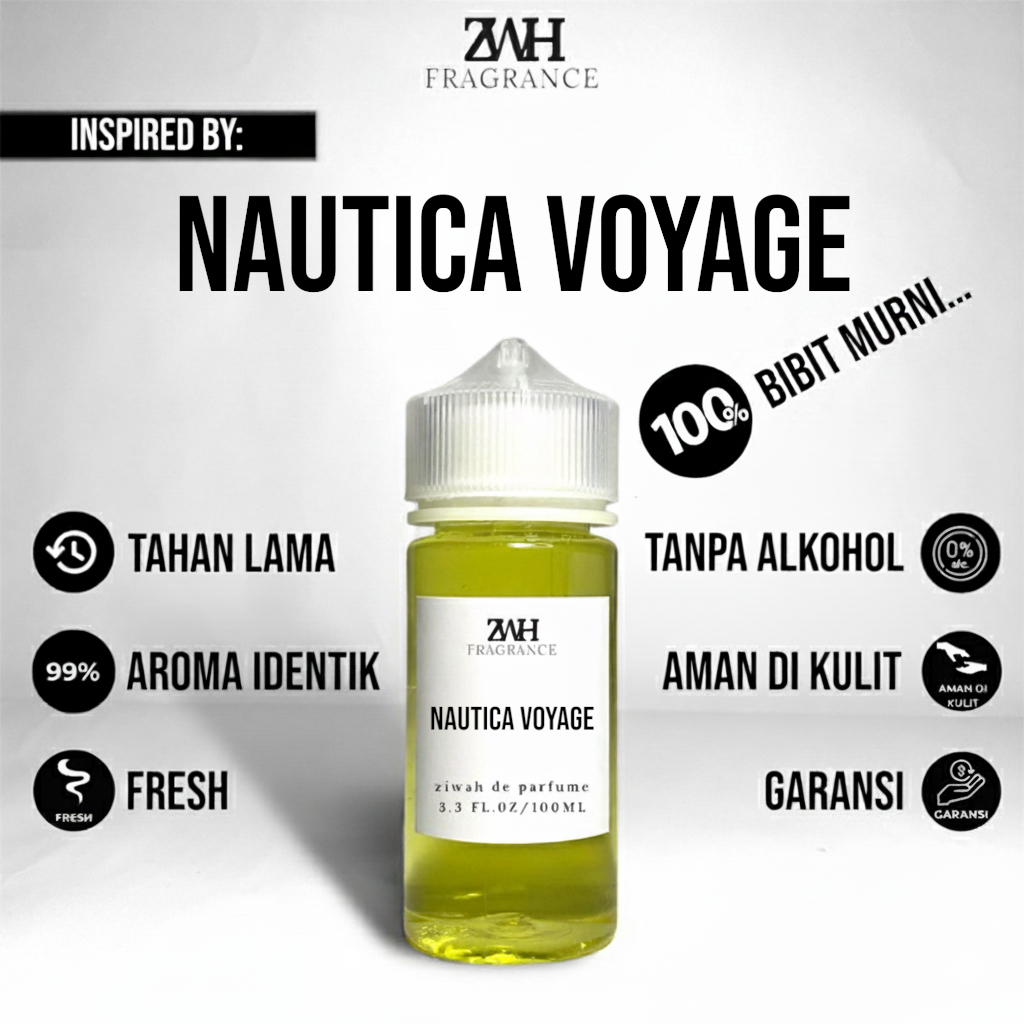 Ziwah Bibit Parfum Murni Premium Inspired Nautica Voyage Non Alkohol Tahan Lama