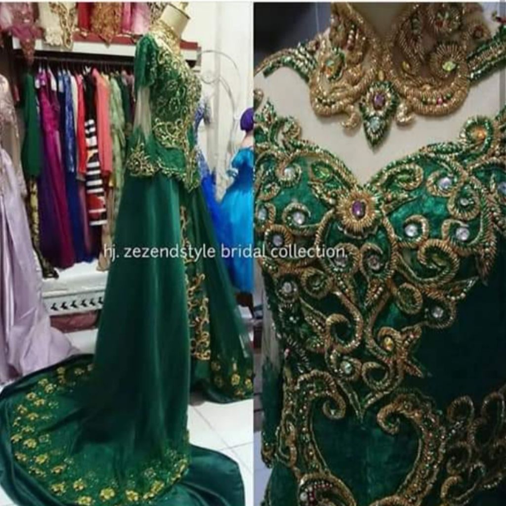 gaun pengantin kebaya ijo botol cakep