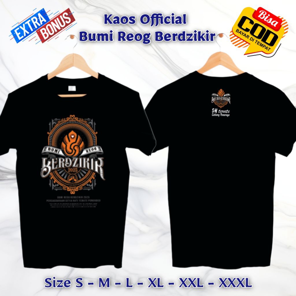 Kaos Official Bumi Reog Berdzikir BRB 2025 PSHT Ponorogo Cotton Combed 24s Sablon Plastisol