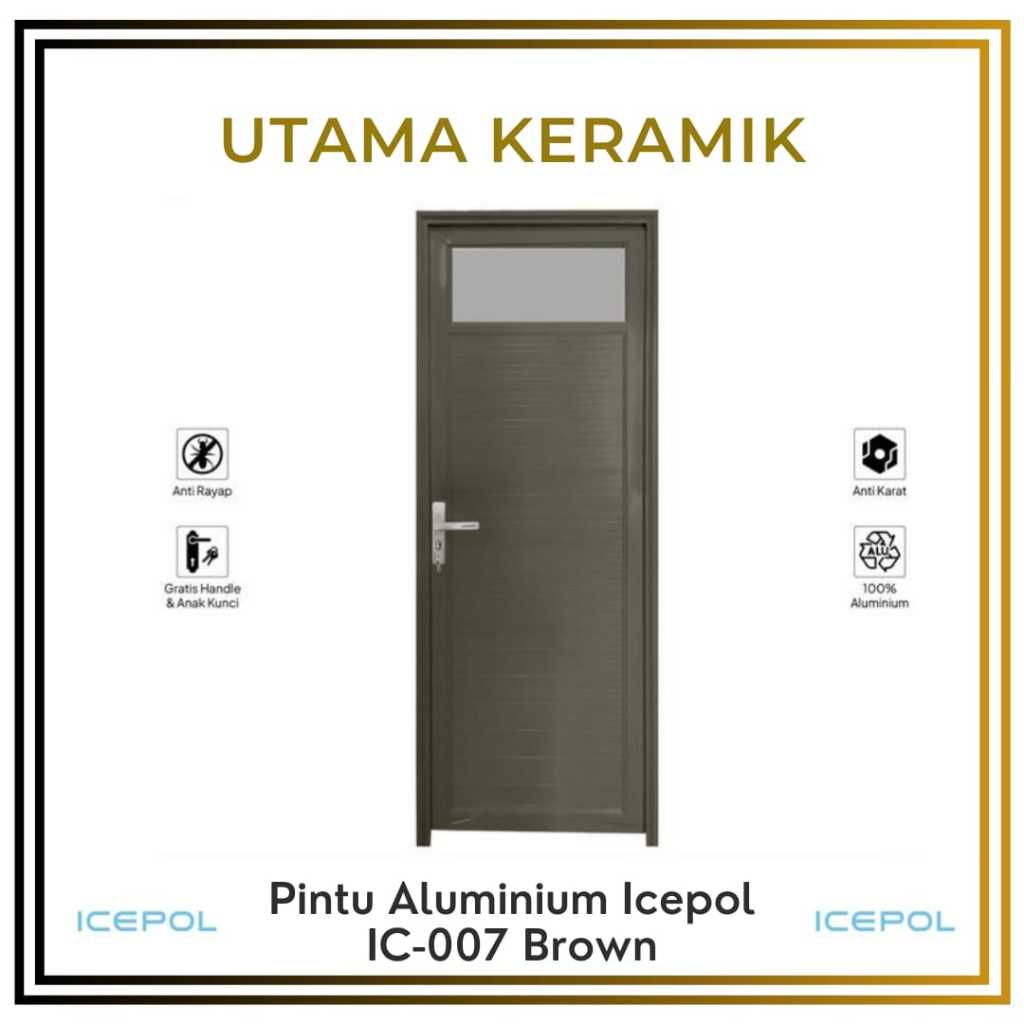 Pintu Aluminium Icepol IC 007 Brown - Pintu Aluminium 70x200