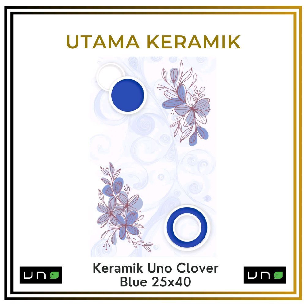 Keramik Uno 25x40 Clover Blue - Keramik Dinding Biru Motif Bunga