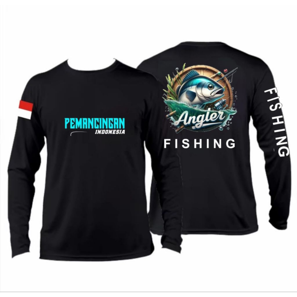 kaos mancing motif distro pria lengan panjang