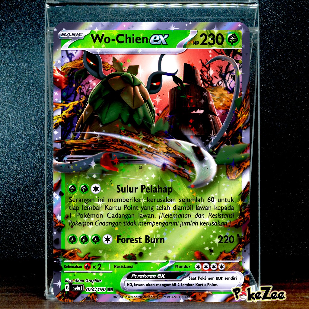Wo-Chien ex 024/190 sv4a Wo Chien ex Kartu Holo Pokemon TCG Indonesia seri Harta Berkilau ex