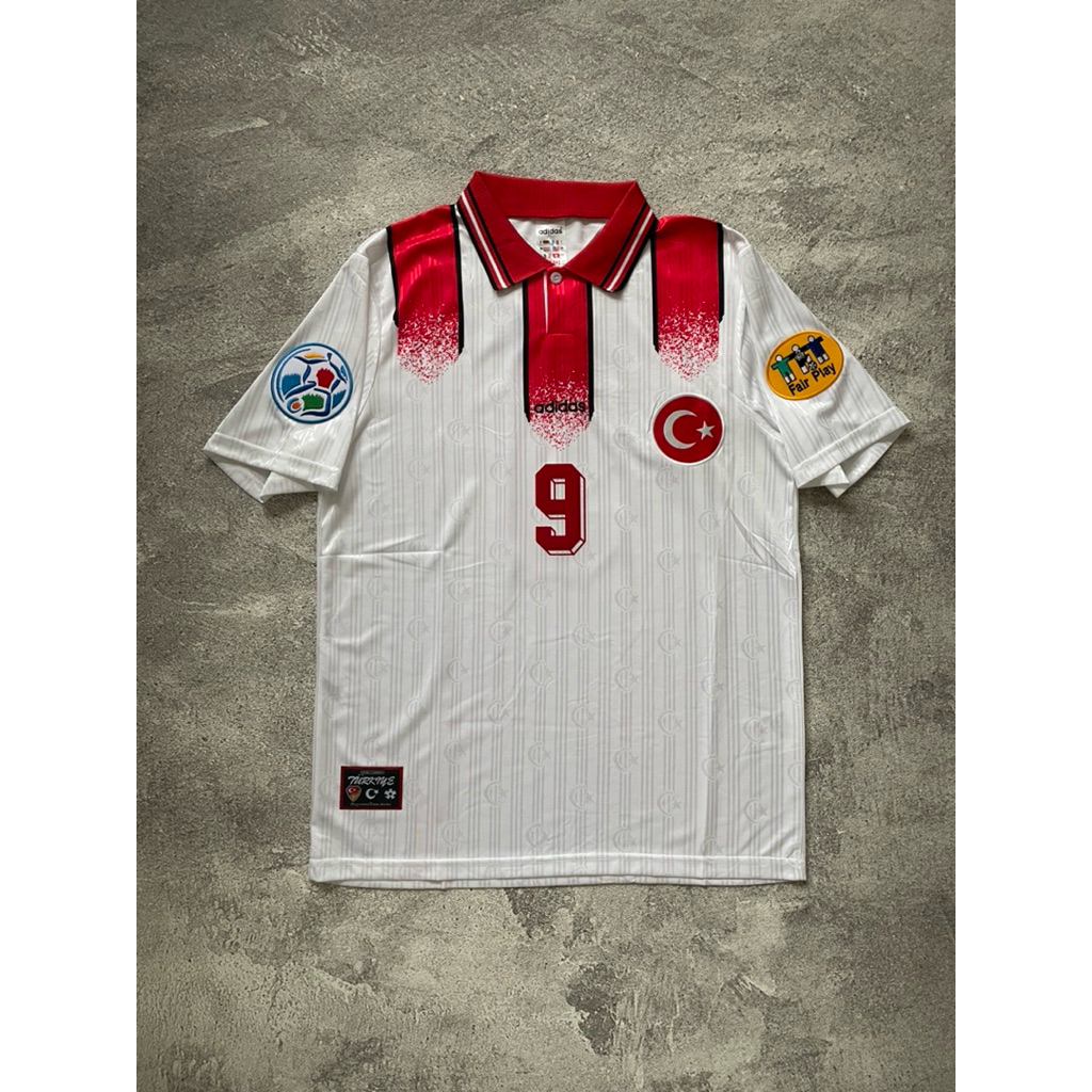 Jersey Retro Timnas Turki Away 1996 Hakan Şükür Vintage Bloke Core Rare