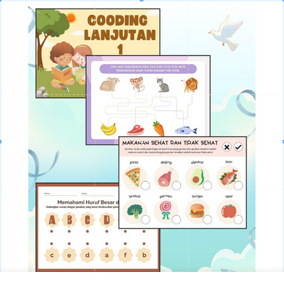 WHORKSHEET - LEMBAR KERJA - LEMBAR KREASI - LATIHAN - COODING - EDUKATIF - TK - PAUD