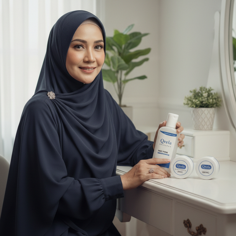 Qeela Skincare - Paket Krim Penghilang Flek Hitam dengan Pembersih Toner