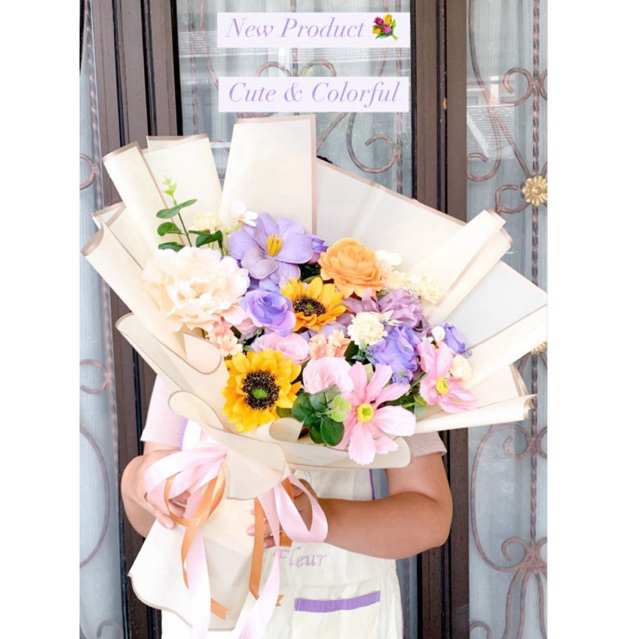 Large Colorful Artificial Flower Hand Bouquet | Buket Bunga