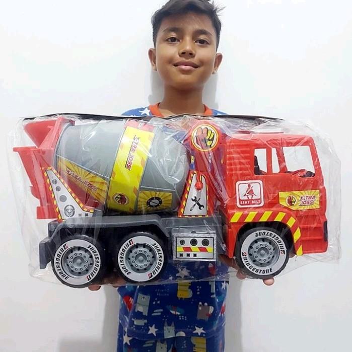 Mainan Truk Molen Mixer Jumbo- Diecast Mobil Semen Truck Kontruksi Besar - Kecil A