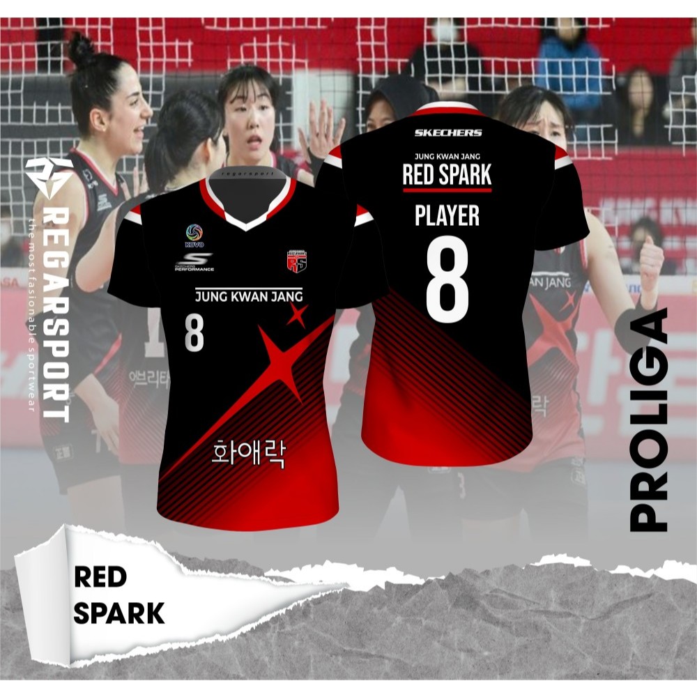 Kaos Jersey Proliga & Red Spark Unisex Nama Nomor bebas custom