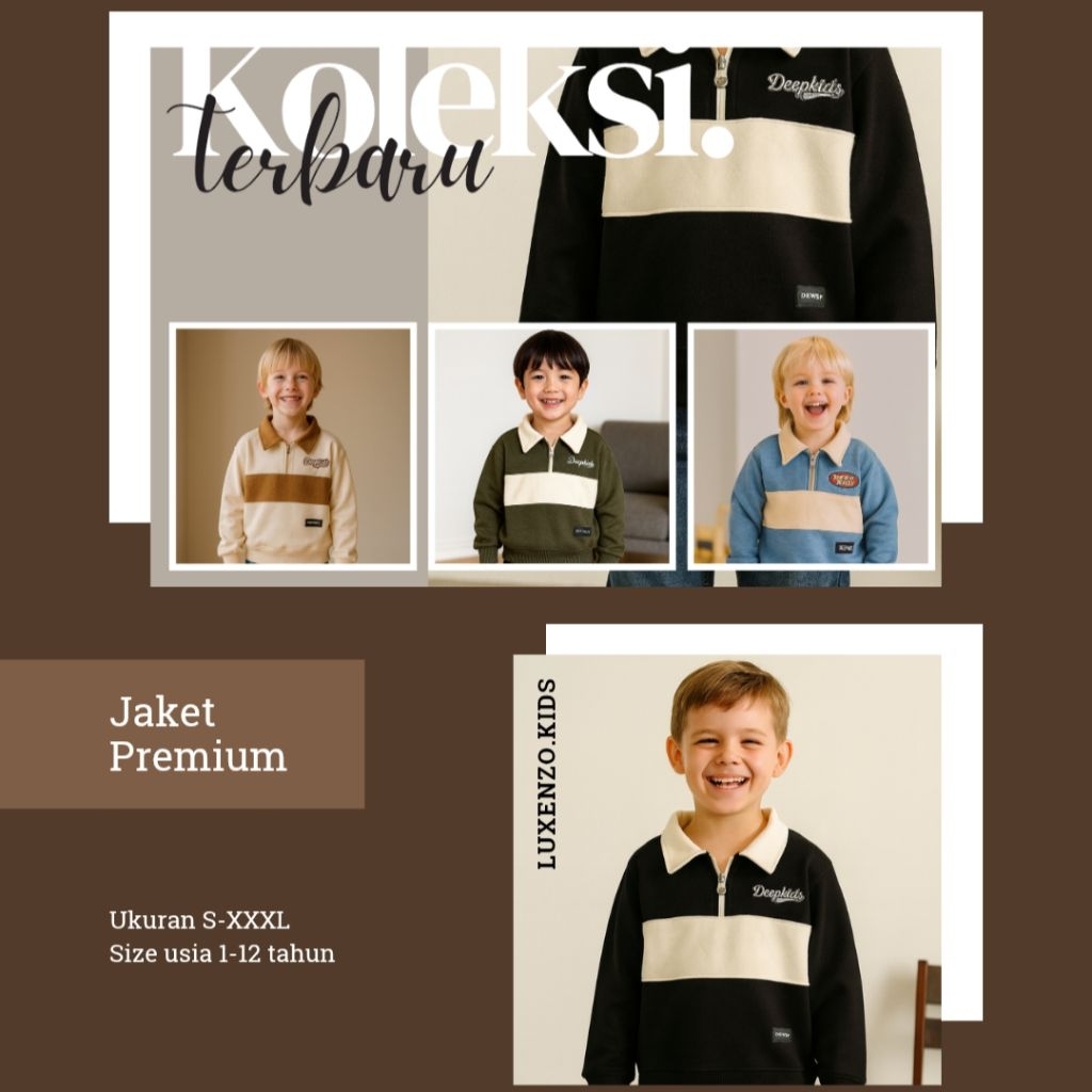 jaket anak laki laki jaket fleece tebal usia 1-12 tahun