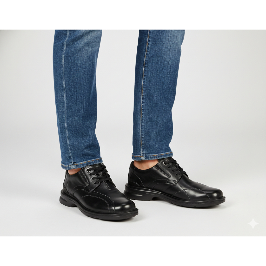 Clarks Gessler Lace Black Leather Shoes Original