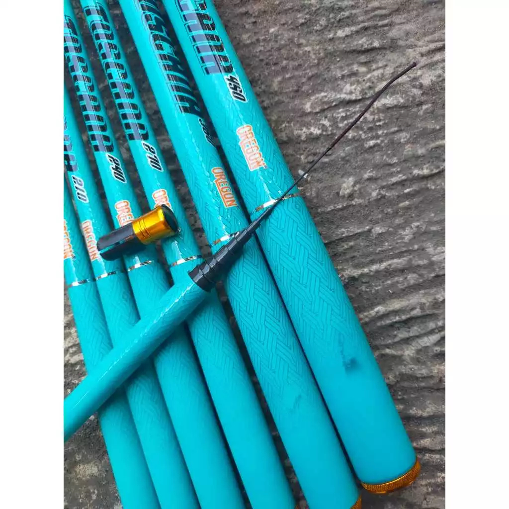 Joran Tegek Oregon Toscana 180 210 300 360 450 Ruas Pendek Carbon Ringan Warna Menarik