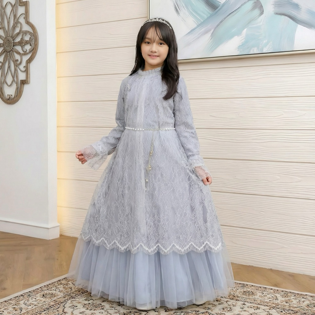 NARA GAMIS LEBARAN IBU DAN ANAK PEREMPUAN GAMIS BROKAT MIX TILE TERBARU 2026 GAMIS COUPLE BRUKAT