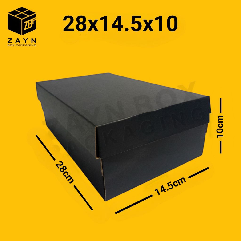 Dus Sepatu / Dus Sandal, Box Polos Hitam Doff - 28x14.5x10cm