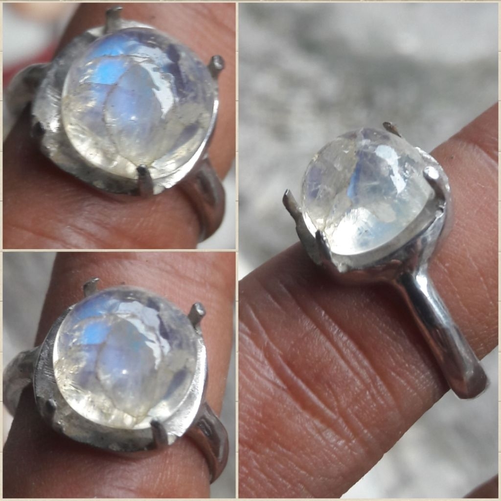 natural Biduri bulan ring ukir Bali