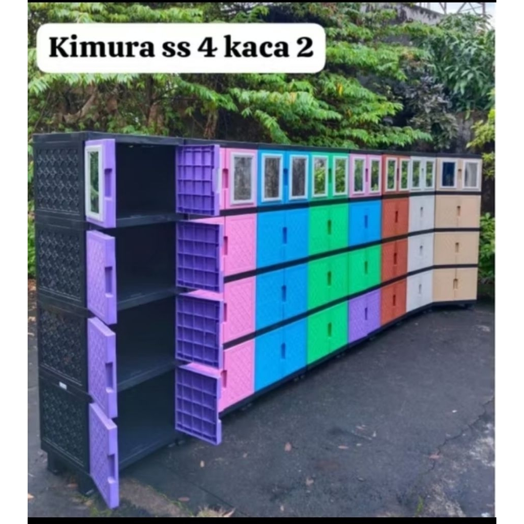 Kimura Mini Susun 4 Kaca/Lemari pakaian