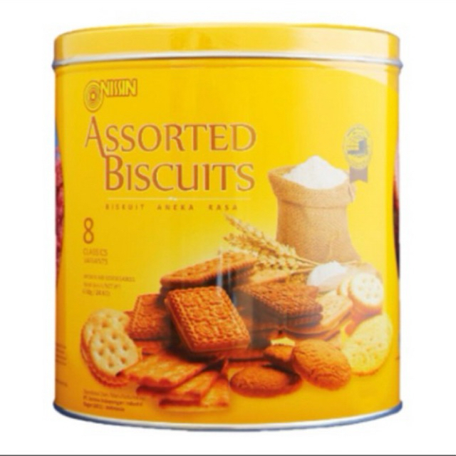 Nissin Biscuit Assorted Yellow 650GR kemasan kaleng/ NISSIN Assorted Biscuits Kaleng 650 g/NISSIN KA