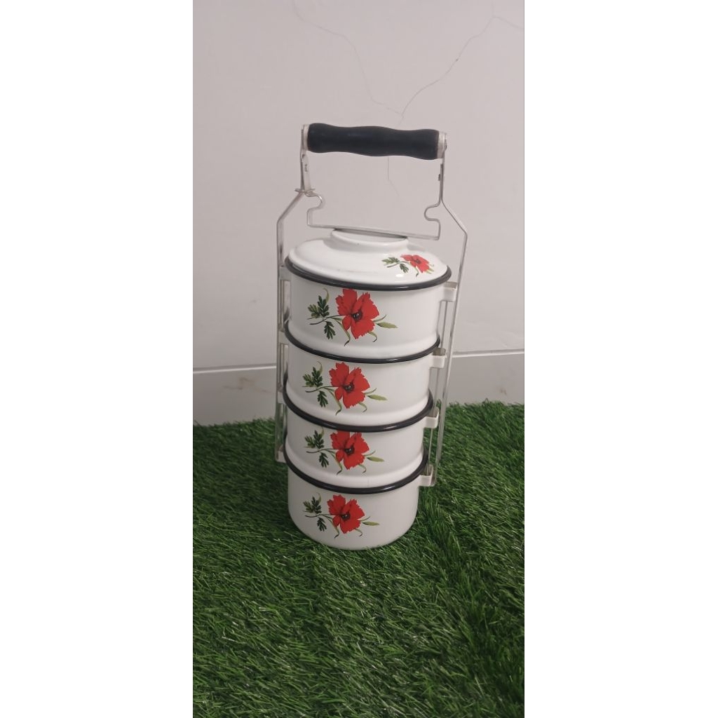 Rantang enamel susun 4 vintage